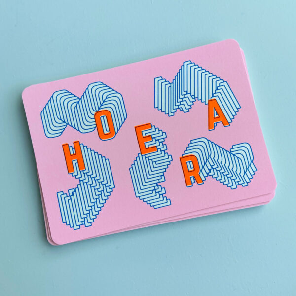 Zeefdruk wenskaart HOERA - roze