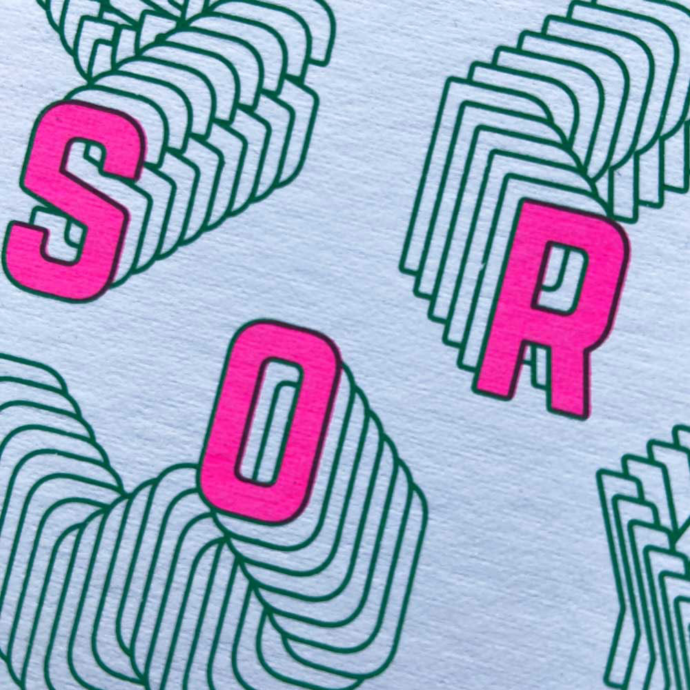 Zeefdruk wenskaart SORRY - wit