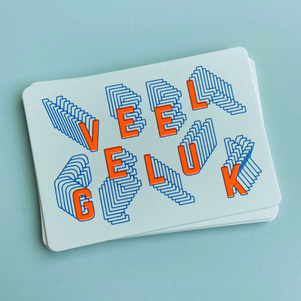 Zeefdruk wenskaart VEEL GELUK