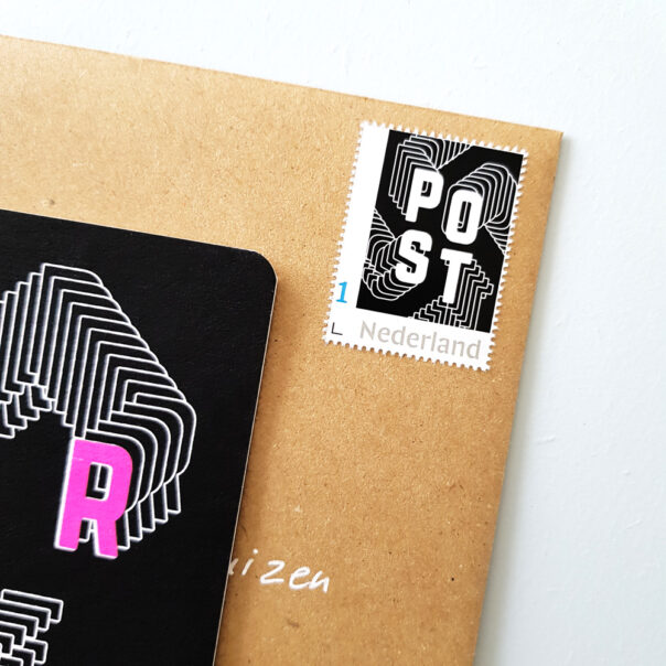Postzegel in stijl - zwart