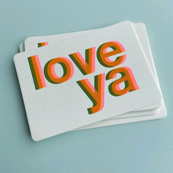 Zeefdruk wenskaart LOVE YA