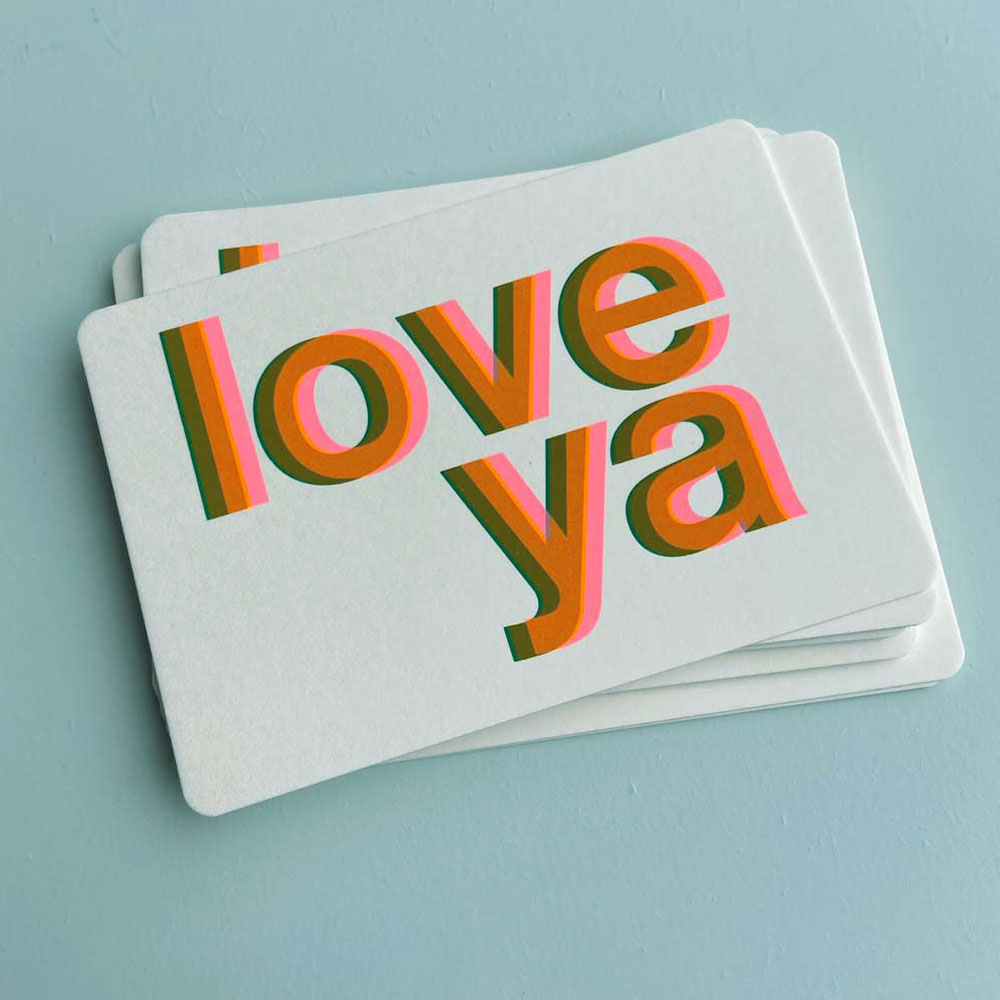 Zeefdruk wenskaart LOVE YA