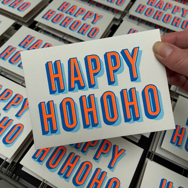 Gezeefdrukte kerstkaart HAPPY HOHOHO