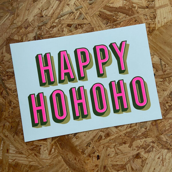 Gezeefdrukte kerstkaart HAPPY HOHOHO