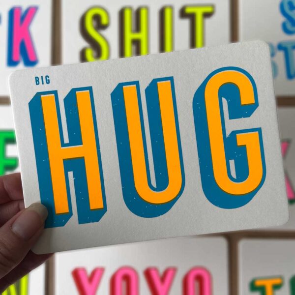 Zeefdruk wenskaart BIG HUG