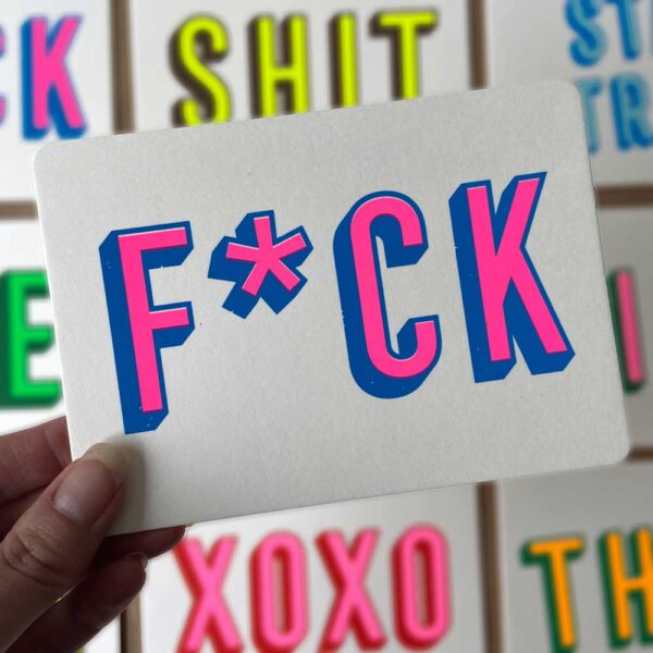 Zeefdruk wenskaart F*CK