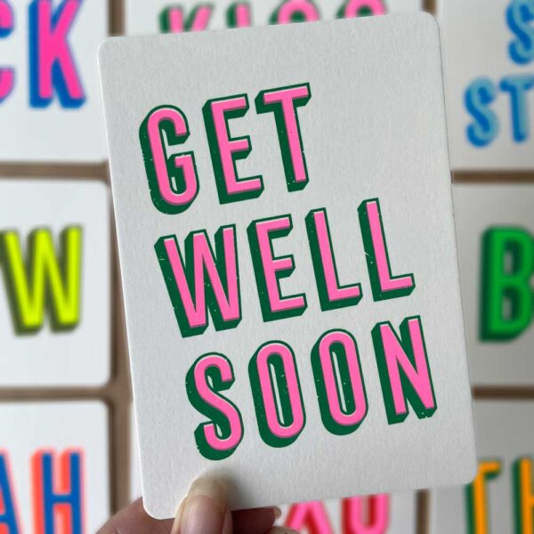 Zeefdruk wenskaart GET WELL SOON