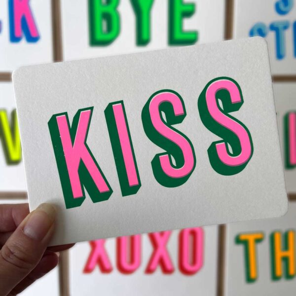 Zeefdruk wenskaart KISS