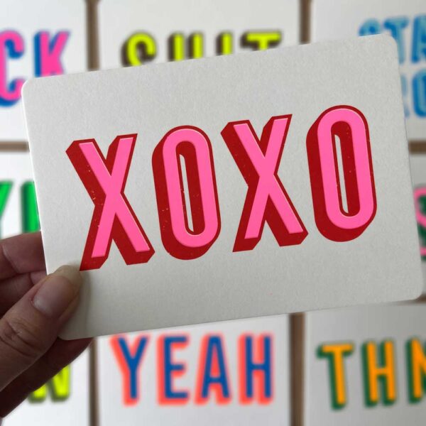 Zeefdruk wenskaart XOXO