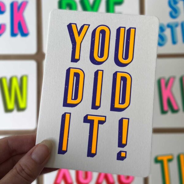 Zeefdruk wenskaart YOU DID IT!