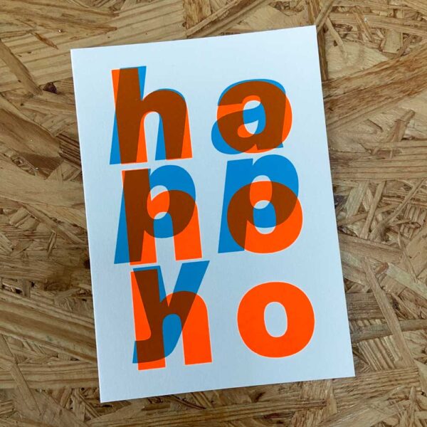 Gezeefdrukte grafische kaart happy hohoho