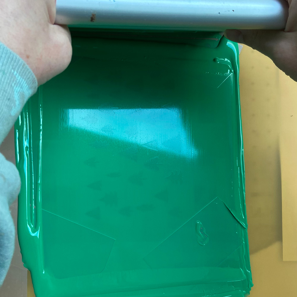 Gezeefdrukte kerstkaart ZOEK DE KERSTBOOM