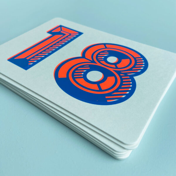 Zeefdruk wenskaart 18 - blauw/oranje