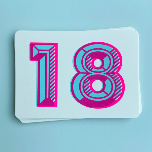 Zeefdruk wenskaart 18 - mint/roze