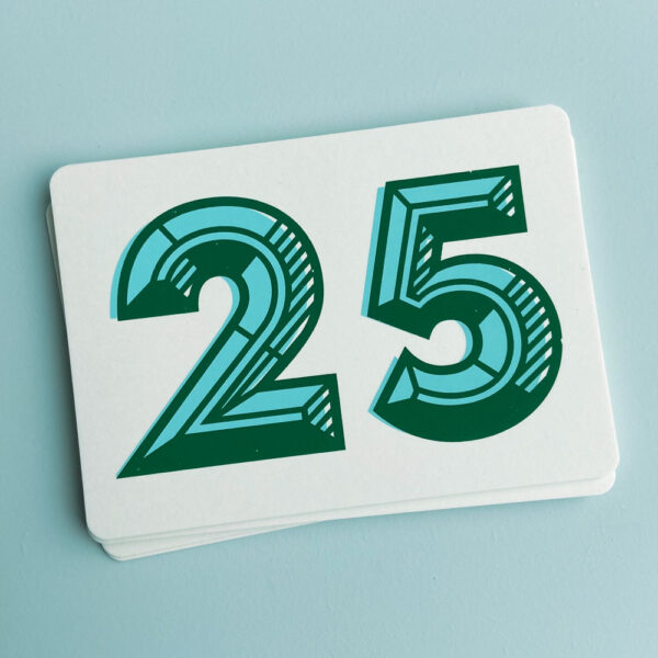 Zeefdruk wenskaart 25 - groen/mint