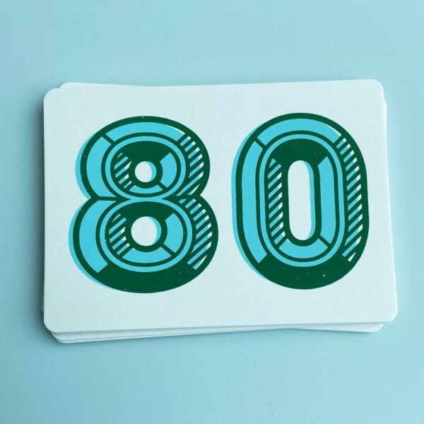 Zeefdruk wenskaart 80 - groen/mint