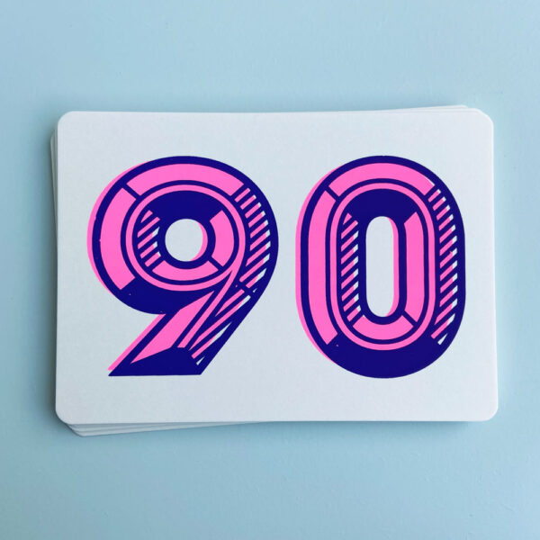 Zeefdruk wenskaart 90 - paars/roze